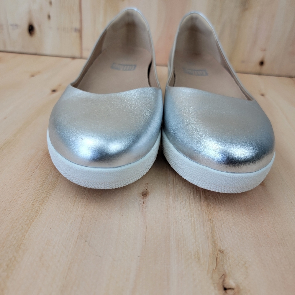 Silver Women's Comfort Wedge Flats - Picture 3 of 9
